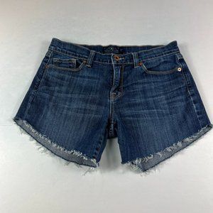 Lucky Brand Shorts Womens 8 Sofia Blue Faded Whisker Cut Off Stretch Denim Jorts
